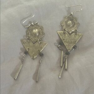 Silver and Black Geometric Earrings